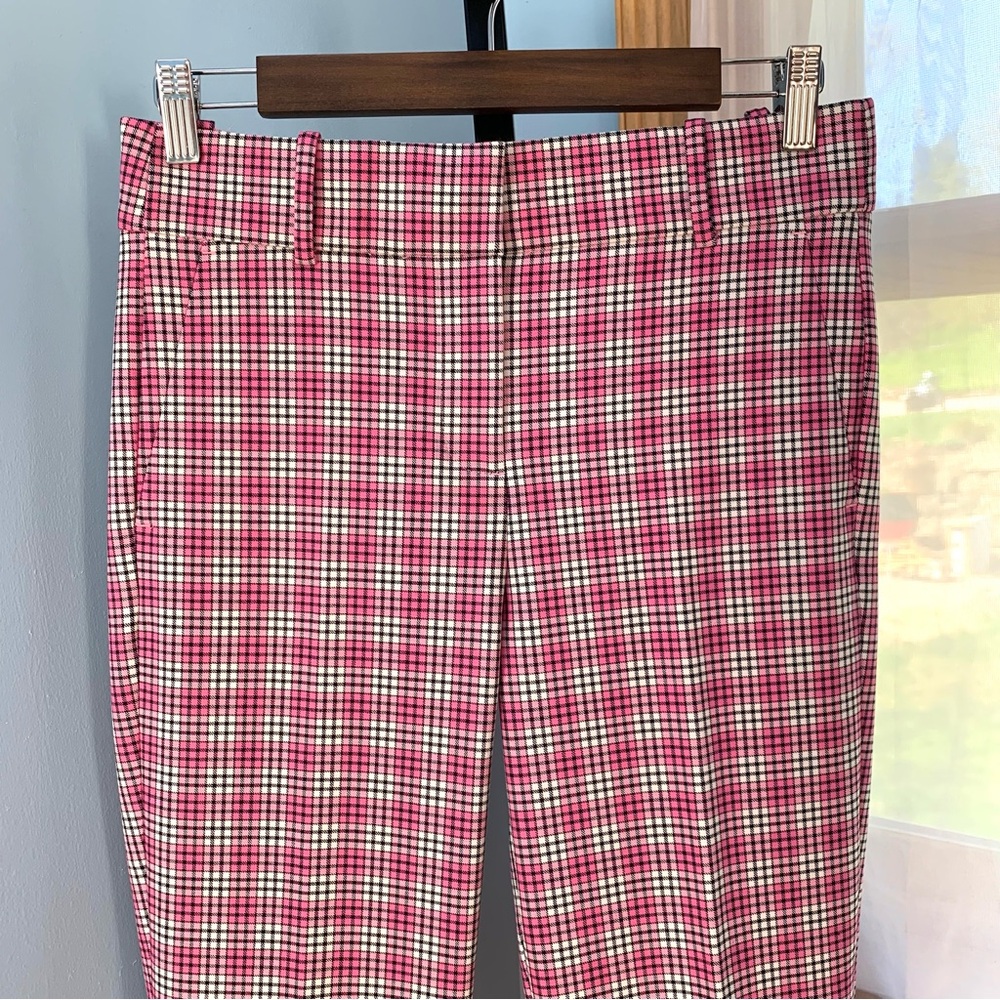 J Crew Cameron Slim Cropped Pants in Pink Plaid - Picture 3 of 7